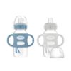 Picture of Dr. Brown's Milestones Wide-Neck Sippy Spout Bottle with 100% Silicone Handles, Easy-Grip Handles with Soft Sippy Spout, 9oz/270mL, Light-Blue & Gray, 2-Pack, 6m+