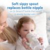 Picture of Dr. Brown's Milestones Wide-Neck Sippy Spout Bottle with 100% Silicone Handles, Easy-Grip Handles with Soft Sippy Spout, 9oz/270mL, Light-Blue & Gray, 2-Pack, 6m+