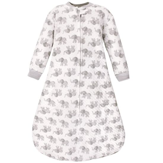 Picture of Hudson Baby Unisex Baby Premium Quilted Long Sleeve Sleeping Bag and Wearable Blanket, Gray Elephant, 0-6 Months