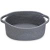 Picture of ABenkle Small Basket, 12"x 8" x 5" Cute Small Woven Basket, Rope Room Shelf Storage Basket, Cat Dog Toys Basket Chest Box, Decorative Empty Gift Basket with Handles - Deep Grey