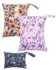 Picture of ALVABABY 3 Cloth Diaper Wet Dry Bags Waterproof Reusable with Two Zippered Pockets Travel Beach Pool Daycare Soiled Baby Items Yoga Gym Bag for Swimsuits or Wet Clothes Small medium Large 3L-SML08