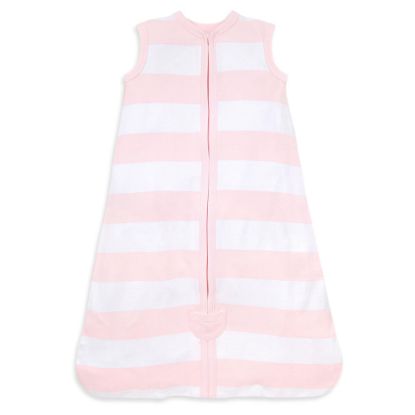 Picture of Burt's Bees Baby Baby Beekeeper Wearable Blanket, 100% Organic Cotton, Swaddle Transition Sleeping Bag, Rugby Stripe Blossom, Small