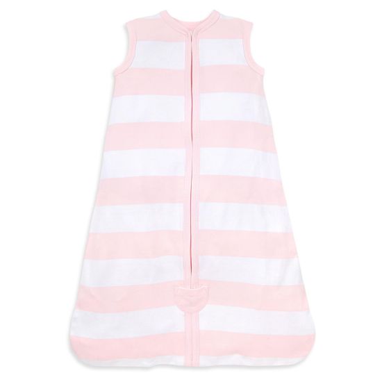 Picture of Burt's Bees Baby Baby Beekeeper Wearable Blanket, 100% Organic Cotton, Swaddle Transition Sleeping Bag, Rugby Stripe Blossom, Small