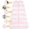 Picture of Burt's Bees Baby Baby Beekeeper Wearable Blanket, 100% Organic Cotton, Swaddle Transition Sleeping Bag, Rugby Stripe Blossom, Small