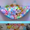 Picture of Unicorn Castle Stuffed Animals Net or Hammock Kids Toy Storage Organizer with LED Light Hanging Corner Stuffed Animals Holder Kids Girls Room Decor(Pack of 2)