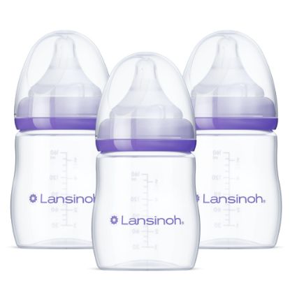 Picture of Lansinoh Anti-Colic Baby Bottles for Breastfeeding Babies, 5 Ounces, 3 Count, Includes 3 Slow Flow Nipples, Size S