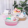 Picture of ABenkle Small Basket with Handles - Decorative Durable Rope Woven Storage Bin Shelf Storage Organizer Cube, Easter Baby Gift Basket, 12"x8"x5"