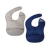 Picture of Tiny Twinkle Silicone Pocket Bibs - Waterproof Bibs Babies, Food Catching, Mess-Proof Bibs for 6-24 Months Old Baby Boy and Girl, Toddlers, 2-Pack (Grey, Indigo)