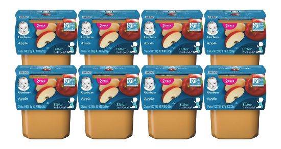 Picture of Gerber 2nd Food Baby Food Apple Puree, Natural & Non-GMO, 4 Ounce Tubs, 2-Pack (Pack of 8)