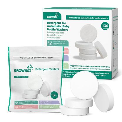 Picture of GROWNSY Detergent Washing Tablets 130 PCS for Momcozy, Baby Brezza, Papablic Bottle Washer, Compatible with All Brands Baby Bottle Washers