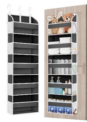 Picture of TAHAVICE 1 Pack Over The Door Organizer, Bathroom Organizers and Storage with 5 Pockets 10 Mesh Pockets, 50 lbs Weight Capacity Stuffed Animal Storage for Nursery Newborn Baby Essential