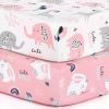 Picture of Pack n Play Sheets, BROLEX 2 Pack Mini Crib Sheets,Stretchy Portable Fitted Playard Sheet Set, Convertible Playard Mattress Cover,Ultra Soft Breathable Material,Elephant Rabbit