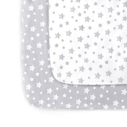 Picture of Pack and Play Sheets, 2 Pack Mini Crib Sheets, Stretchy Playard Fitted Sheet, Compatible with Graco Pack n Play, Soft and Breathable Material, Grey & White
