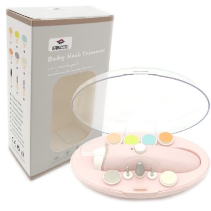 Picture of Rechargeable Baby Nail File, Fansidi Electric Baby Nail Trimmer for Newborn Infant or Toddler Toenail and Fingernail - Girls and Boys Accessory - Extra Replacement Pads Included (Pink)