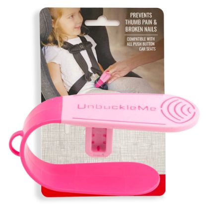 Picture of UnbuckleMe Car Seat Buckle Release Tool - Easy Opener Aid for Arthritis, Long Nails, Older Kids - Button Pusher for Infant, Toddler, Convertible 5 pt Harness car Seats - As Seen on Shark Tank (Pink)