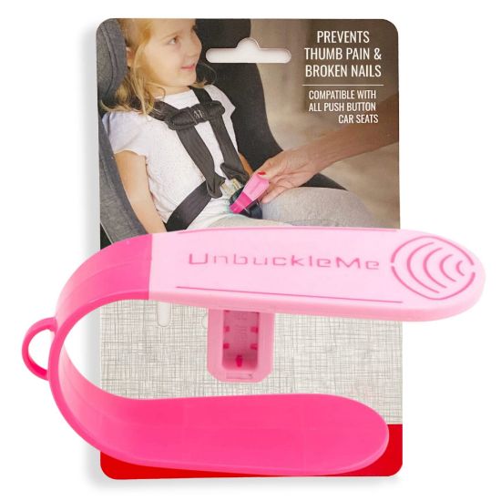 Picture of UnbuckleMe Car Seat Buckle Release Tool - Easy Opener Aid for Arthritis, Long Nails, Older Kids - Button Pusher for Infant, Toddler, Convertible 5 pt Harness car Seats - As Seen on Shark Tank (Pink)
