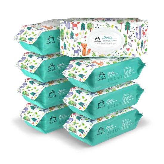 Picture of Amazon Brand - Mama Bear Gentle Fragrance Free Baby Wipes, Hypoallergenic, Sensitive Skin, Unscented, 800 Count (8 Packs of 100)