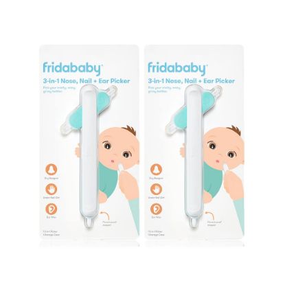 Picture of Frida Baby 3-in-1 Nose, Nail + Ear Picker: Baby Ear Cleaner + Baby Nose Cleaner and Nail Tool for Babies + Toddlers, Safely Clean Baby's Boogers, Ear Wax & More, 2 Count