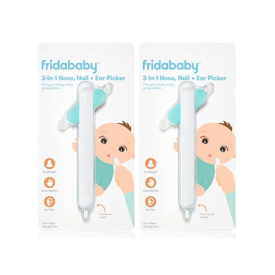 Picture of Frida Baby 3-in-1 Nose, Nail + Ear Picker: Baby Ear Cleaner + Baby Nose Cleaner and Nail Tool for Babies + Toddlers, Safely Clean Baby's Boogers, Ear Wax & More, 2 Count
