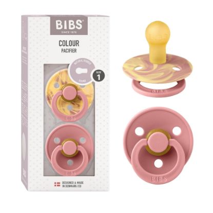 Picture of BIBS Pacifiers Colour Collection | Natural Rubber Baby Pacifier | Set of 2 BPA-Free Soothers | Made in Denmark | 6+ Month (Pack of 2) | Morning Sunset Tie Dye