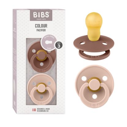 Picture of BIBS Pacifiers Colour Collection | Natural Rubber Baby Pacifier | Set of 2 BPA-Free Soothers | Made in Denmark | 18+ Months (Pack of 2) | Woodchuck/Blush