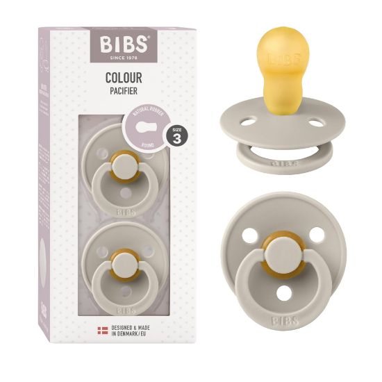Picture of BIBS Pacifiers Colour Collection | Natural Rubber Baby Pacifier | Round Nipple | Set of 2 BPA-Free Soothers | Made in Denmark | 18+ Months (Pack of 2) | Sand