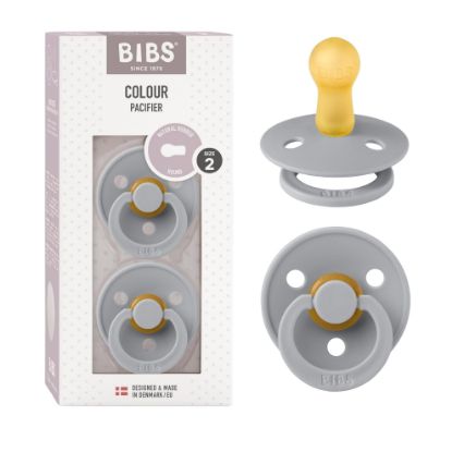 Picture of BIBS Pacifiers Colour Collection | Natural Rubber Baby Pacifier | Set of 2 BPA-Free Soothers | Made in Denmark | 6+ Months (Pack of 2) | Cloud