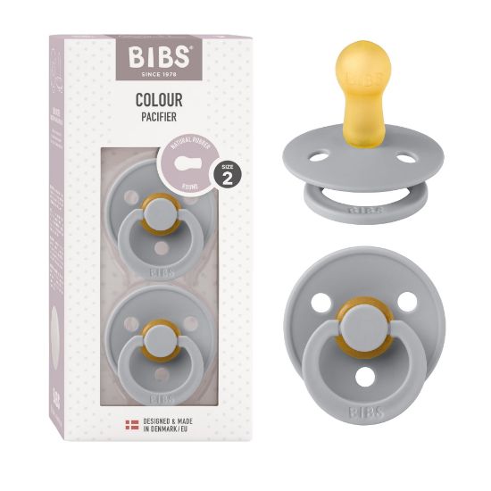 Picture of BIBS Pacifiers Colour Collection | Natural Rubber Baby Pacifier | Set of 2 BPA-Free Soothers | Made in Denmark | 6+ Months (Pack of 2) | Cloud