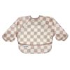 Picture of Tiny Twinkle Mess Proof Baby Bib|Waterproof Smock Bib for Eating,Machine Washable Full Sleeve with Pocket(Checkers Brown, Small 6-24 Months)