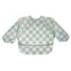 Picture of Tiny Twinkle Mess Proof Baby Bib|Waterproof Smock Bib for Eating,Machine Washable Full Sleeve with Pocket(Checkers Sage, Small 6-24 Months)