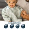 Picture of Tiny Twinkle Mess Proof Baby Bib|Waterproof Smock Bib for Eating,Machine Washable Full Sleeve with Pocket(Checkers Sage, Small 6-24 Months)