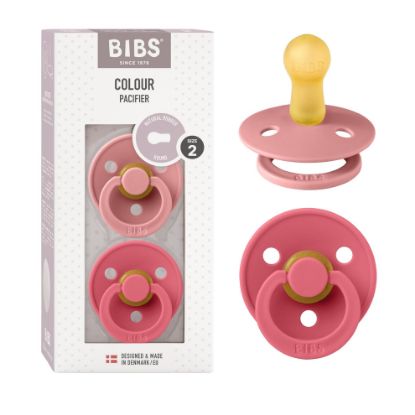 Picture of BIBS Pacifiers Colour Collection | Natural Rubber Baby Pacifier | Set of 2 BPA-Free Soothers | Made in Denmark | 6+ Months (Pack of 2) | Dusty Pink/Cora