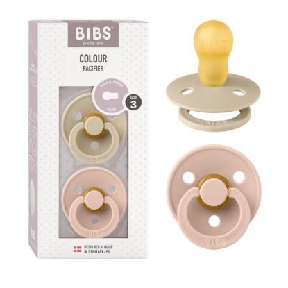Picture of BIBS Pacifiers Colour Collection | Natural Rubber Baby Pacifier | Set of 2 BPA-Free Soothers | Made in Denmark | 18+ Months (Pack of 2) | Vanilla/Blush