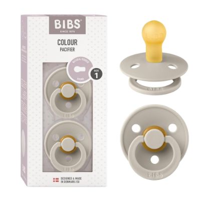 Picture of BIBS Pacifiers Colour Collection | Natural Rubber Baby Pacifier | Round Nipple | Set of 2 BPA-Free Soothers | Made in Denmark | 0+ Months (Pack of 2) | Sand