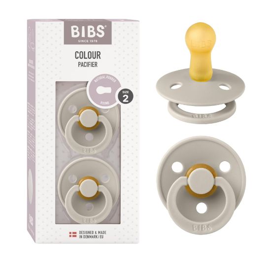 Picture of BIBS Pacifiers Colour Collection | Natural Rubber Baby Pacifier | Round Nipple | Set of 2 BPA-Free Soothers | Made in Denmark | 6+ Months (Pack of 2) | Sand