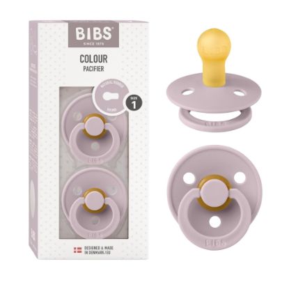 Picture of BIBS Pacifiers Colour Collection | Natural Rubber Baby Pacifier | Set of 2 BPA-Free Soothers | Made in Denmark | 0+ Months (Pack of 2) | Dusky Lilac
