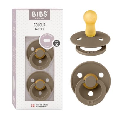 Picture of BIBS Pacifiers Colour Collection | Natural Rubber Baby Pacifier | Set of 2 BPA-Free Soothers | Made in Denmark | 6+ Months (Pack of 2) | Dark Oak
