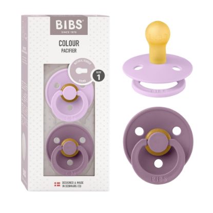 Picture of BIBS Pacifiers Colour Collection | Natural Rubber Baby Pacifier | Set of 2 BPA-Free Soothers | Made in Denmark | 6+ Month (Pack of 2) | Violet Sky/Mauve