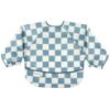 Picture of Tiny Twinkle Mess Proof Baby Bib|Waterproof Smock Bib for Eating,Machine Washable Full Sleeve with Pocket(Checkers Blue, Small 6-24 Months)