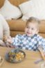 Picture of Tiny Twinkle Mess Proof Baby Bib|Waterproof Smock Bib for Eating,Machine Washable Full Sleeve with Pocket(Checkers Blue, Small 6-24 Months)