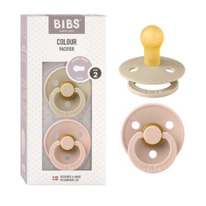 Picture of BIBS Pacifiers Colour Collection | Natural Rubber Baby Pacifier | Set of 2 BPA-Free Soothers | Made in Denmark | 6+ Months (Pack of 2) | Vanilla/Blush
