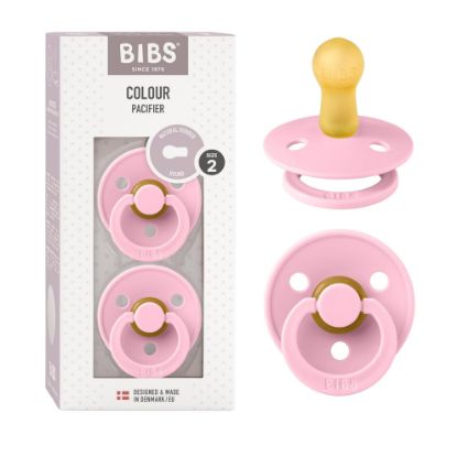 Picture of BIBS Pacifiers Colour Collection | Natural Rubber Baby Pacifier | Set of 2 BPA-Free Soothers | Made in Denmark | 6+ Months (Pack of 2) | Baby Pink