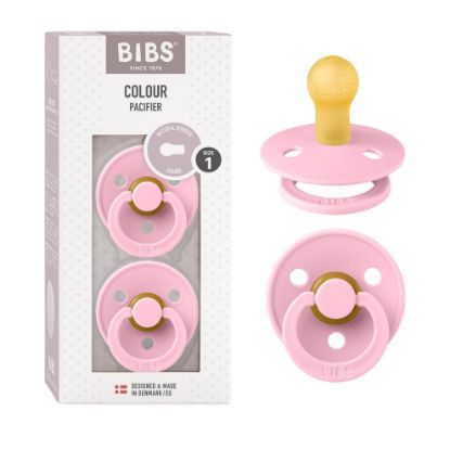 Picture of BIBS Pacifiers Colour Collection | Natural Rubber Baby Pacifier | Set of 2 BPA-Free Soothers | Made in Denmark | 0+ Months (Pack of 2) | Baby Pink