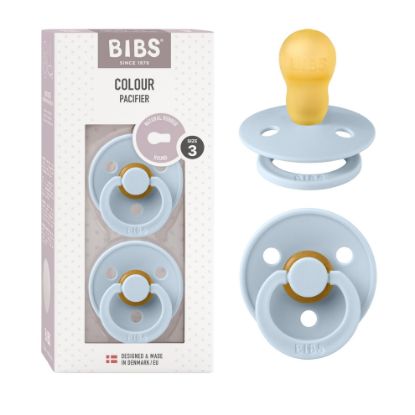Picture of BIBS Pacifiers Colour Collection | Natural Rubber Baby Pacifier | Set of 2 BPA-Free Soothers | Made in Denmark | 18+ Months (Pack of 2) | Baby Blue