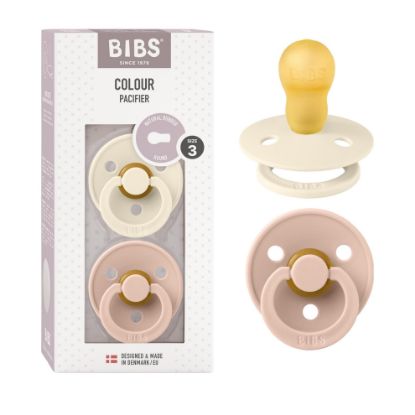 Picture of BIBS Pacifiers Colour Collection | Natural Rubber Baby Pacifier | Set of 2 BPA-Free Soothers | Made in Denmark | 18+ Months (Pack of 2) | Blush/Ivory