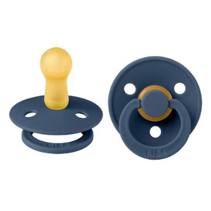 Picture of BIBS Pacifiers Colour Collection | Natural Rubber Baby Pacifier | Set of 2 BPA-Free Soothers | Made in Denmark | 0+ Months (Pack of 2) | Steel Blue