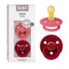 Picture of BIBS Pacifiers Colour Collection | Natural Rubber Baby Pacifier | Set of 2 BPA-Free Soothers | Made in Denmark | 6+ Months (Pack of 2) | Coral/Ruby
