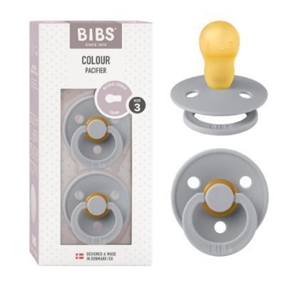 Picture of BIBS Pacifiers Colour Collection | Natural Rubber Baby Pacifier | Set of 2 BPA-Free Soothers | Made in Denmark | 18+ Months (Pack of 2) | Cloud