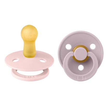 Picture of BIBS Pacifiers Colour Collection | Natural Rubber Baby Pacifier | Set of 2 BPA-Free Soothers | Made in Denmark | 6+ Months (Pack of 2) | Blossom/Dusky Lilac