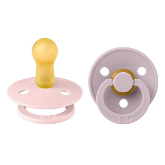 Picture of BIBS Pacifiers Colour Collection | Natural Rubber Baby Pacifier | Set of 2 BPA-Free Soothers | Made in Denmark | 6+ Months (Pack of 2) | Blossom/Dusky Lilac